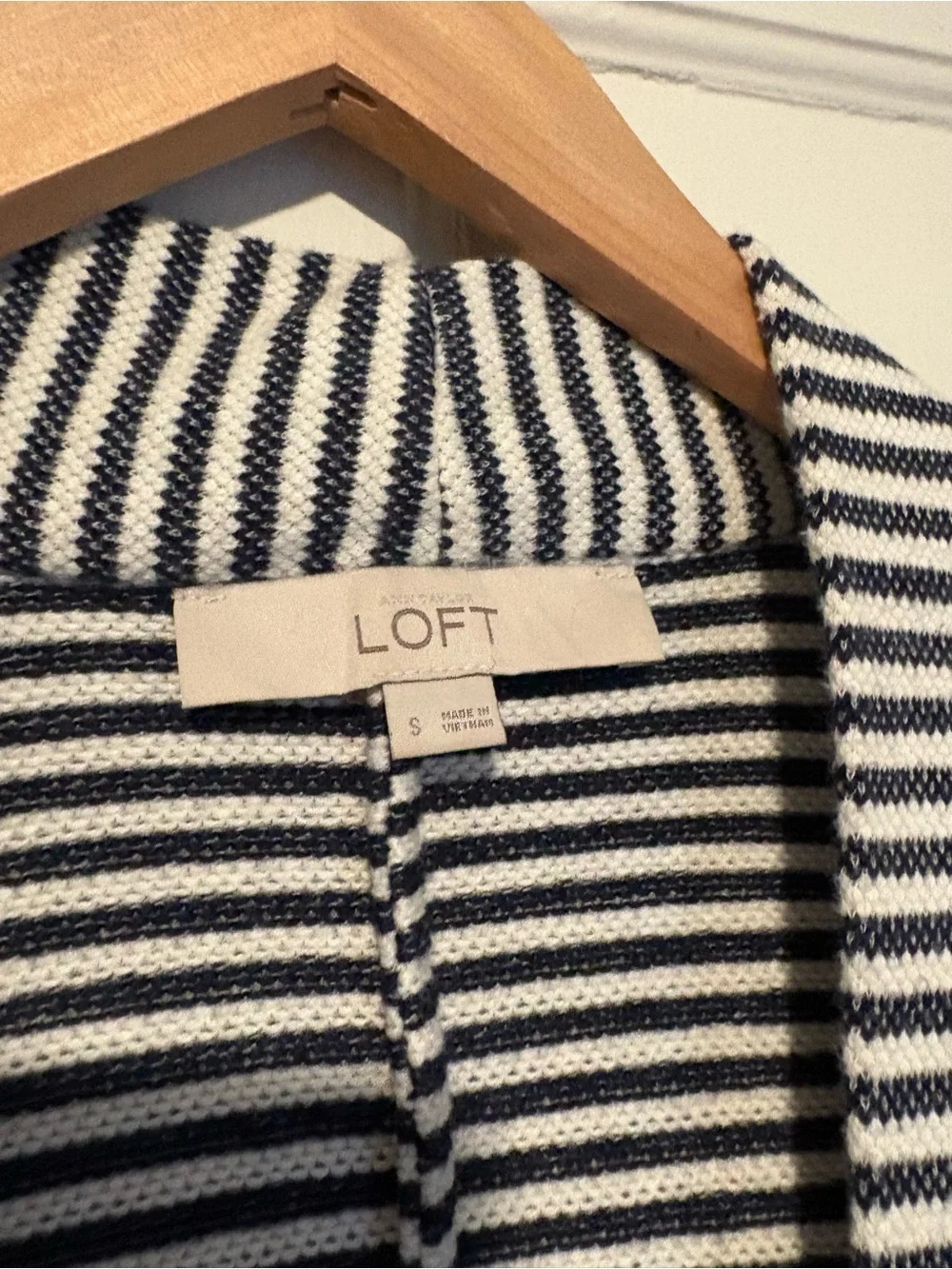 Loft Striped 3/4 Sleeve Cardigan Blazer